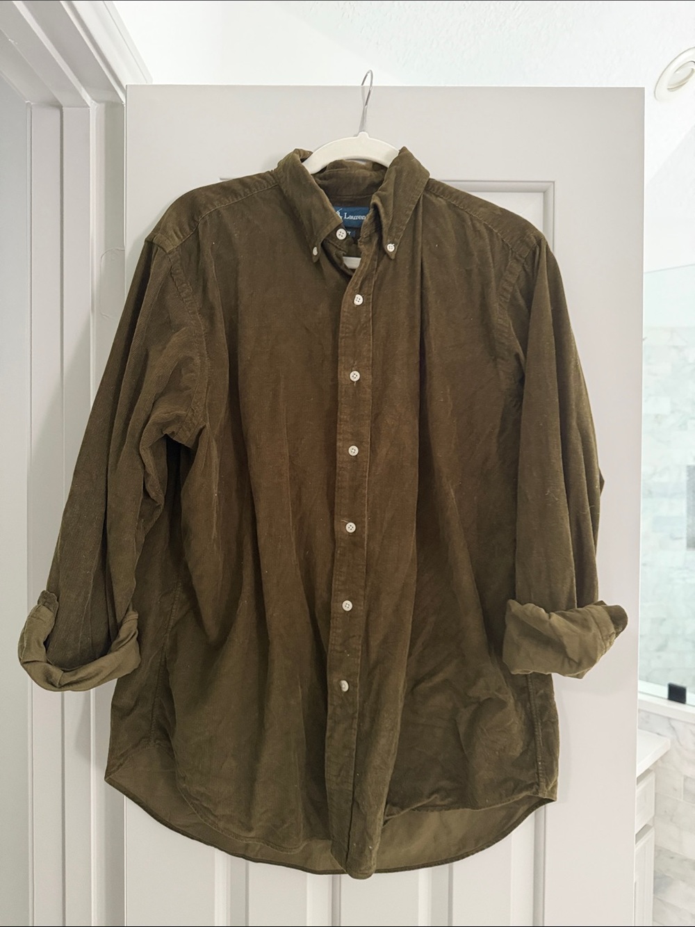 Ralph Lauren Olive Green Corduroy Button-Down Shirt